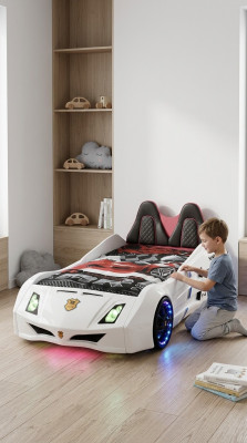 Autobed kinderkamer raceauto auto bed kinderbed houten meubelen nieuw.