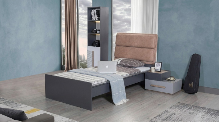 Bed jeugdkamer Bedden Slaapkamer Meubels Eenpersoonsbed Inrichting Grijs