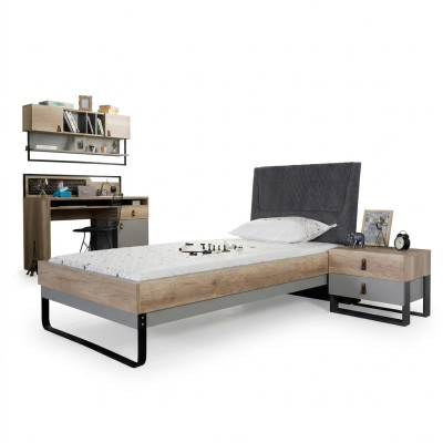 Ontwerper tienerkamer slaapkamer bed nachtkastje bureau 3-delig.