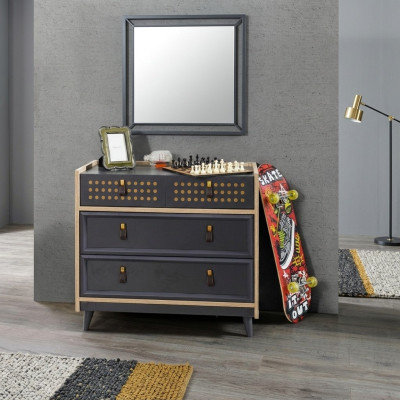 Jongerenkamer ladekast met spiegel luxe console dressoir blauwe meubels
