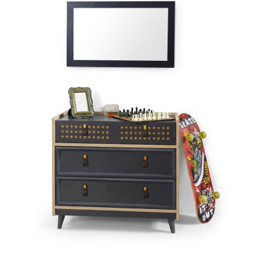 Jongerenkamer ladekast met spiegel luxe console dressoir blauwe meubels