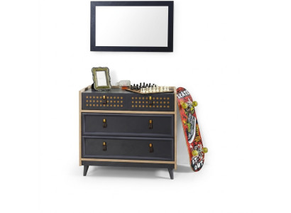 Jongerenkamer ladekast met spiegel luxe console dressoir blauwe meubels