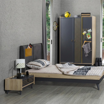 Ontwerper kinderkamer slaapkamer nachtkastje bed kledingkast 3-delig