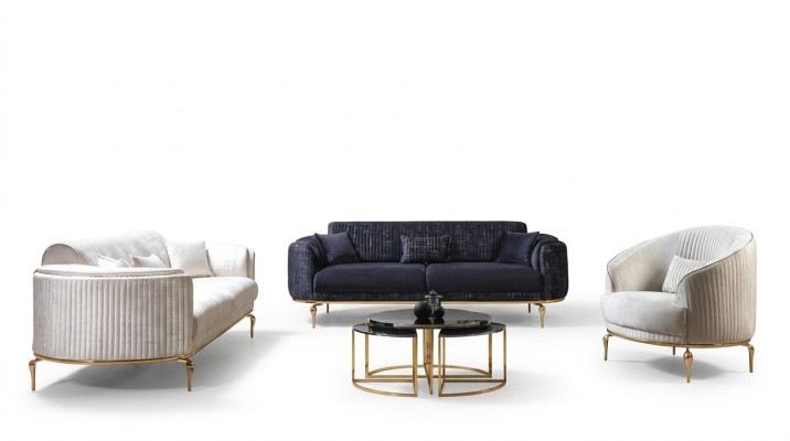 Luxe salonsamenstelling set bankstel 3+3+1 zitplaatsen houten banken fauteuils sofa