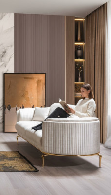 Luxe driezitsbank bank moderne banken textiel stof 234 cm xxl