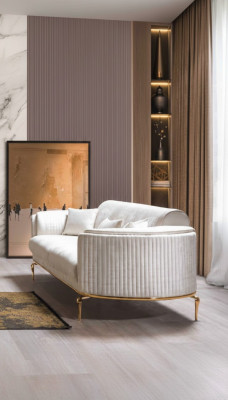 Luxe driezitsbank bank moderne banken textiel stof 234 cm xxl
