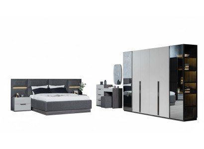 Slaapkamer Bed Nachtkastjes Kledingkast Commode met spiegel Meubelset 5-delig