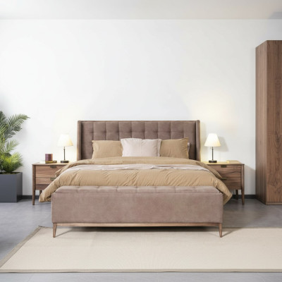 Bed Design Tweepersoonsbed Luxe Bedden Gestoffeerd Slaapkamermeubilair Nieuw materiaal hout