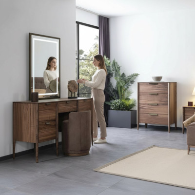 Toilettafelset Console Spiegel materiaal hout Slaapkamermeubels Ontwerphocker