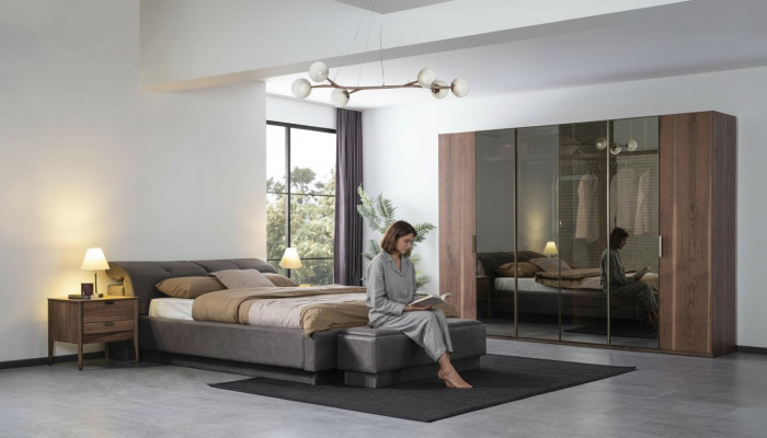 Slaapkamer set meubels Bed 2x Nachtkastje Kledingkast Meubel Compleet Set 4-delig