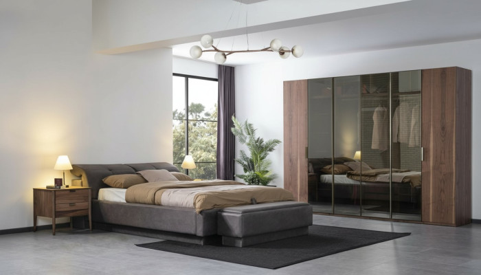 Slaapkamer set meubels Bed 2x Nachtkastje Kledingkast Meubel Compleet Set 4-delig