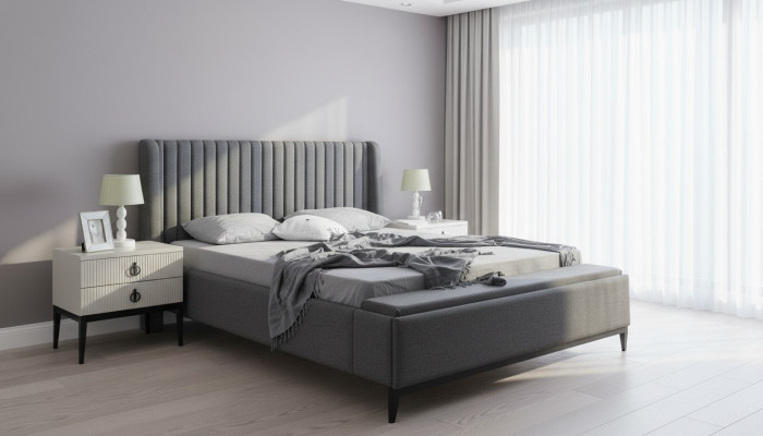 Bett Design Dubbelbed Bedden Bekleding Slaapkamermeubels Hotel Bedframe Grijs