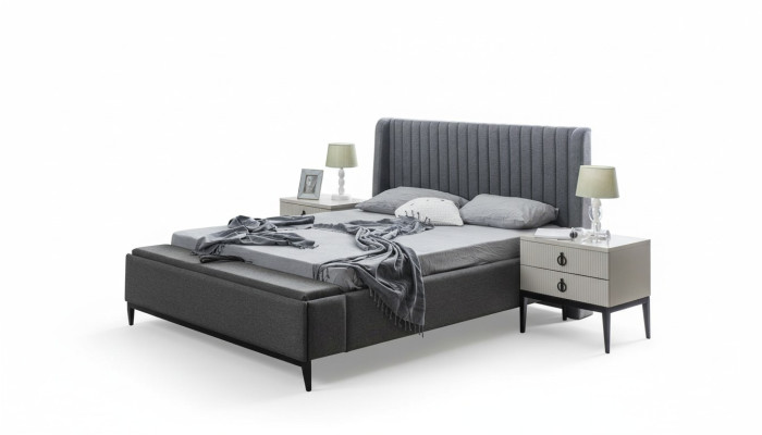Bett Design Dubbelbed Bedden Bekleding Slaapkamermeubels Hotel Bedframe Grijs