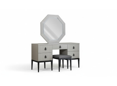 Toilettafel met spiegel Grijze slaapkamerontwerp Consolekruk Nieuw