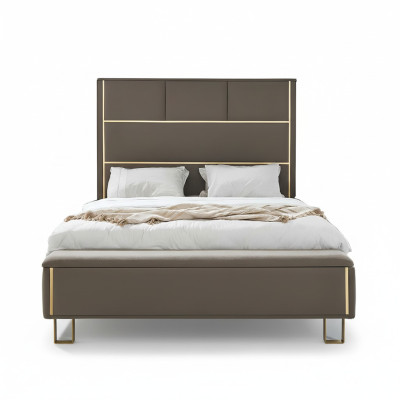 Taupe gestoffeerde bedden tweepersoonsbed houten slaapkamermeubels Hotel gestoffeerd 180x200.
