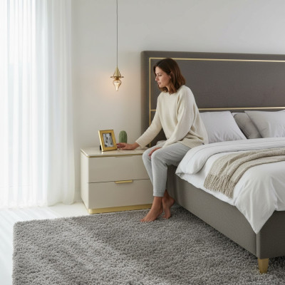Slaapkamerconsoles nachtkastjesset 2x nachtkastjes luxe hotelmeubilair beige nieuw