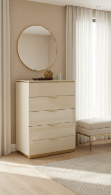 Commodes Beige Hout Luxe Hoge kast Consoles Kasten Meubels Dressoir Kast