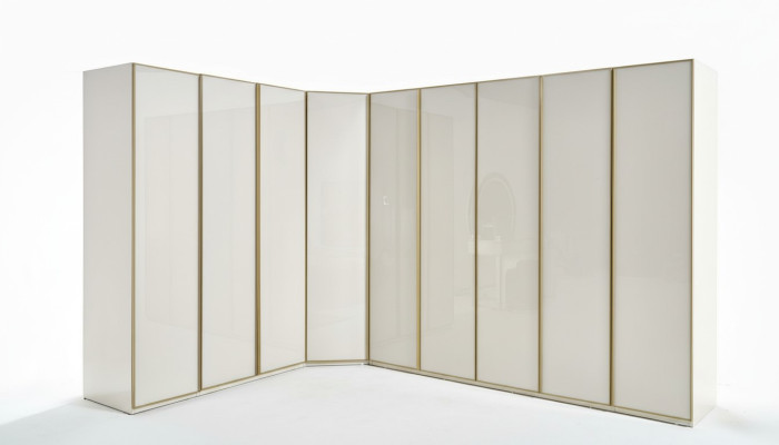 Hoogglans kledingkast Slaapkamerkasten Hoekkast Luxe meubels Goud Beige