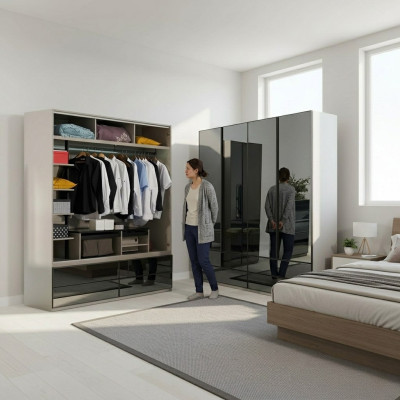 Kledingkast Kast Glazen kast Slaapkamer Hout Moderne kasten Meubels Nieuw