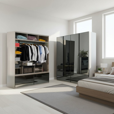 Kledingkast Kast Glazen kast Slaapkamer Hout Moderne kasten Meubels Nieuw