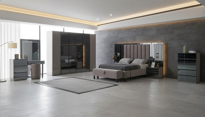 Luxe slaapkamer 8-delige set Complete kamermeubels Bed Nachtkastje Kast Nieuw