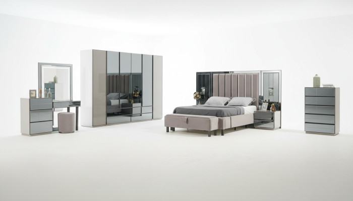 Luxe slaapkamer 8-delige set Complete kamermeubels Bed Nachtkastje Kast Nieuw