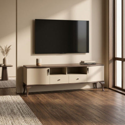 esthetische houten tv-kast in beige tinten
