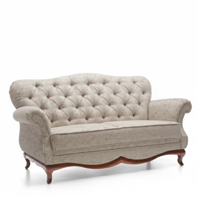 Tweepersoons Chesterfield bank bankstel meubels woonkamer textiel zitkussen.