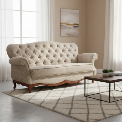 Chesterfield driezitsbank gestoffeerde meubels textielbank banken stof