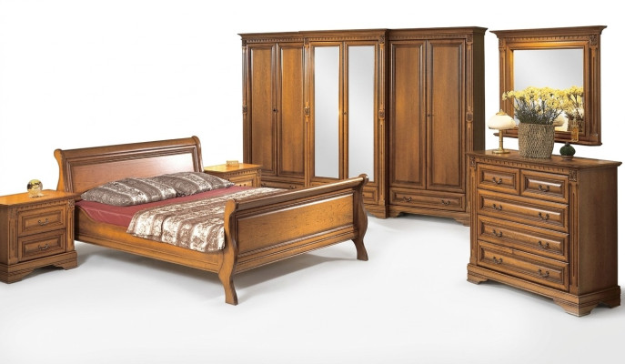 Slaapkamer Bed Nachtkastje Ladenkast Kledingkast Luxe Set 6-delig.