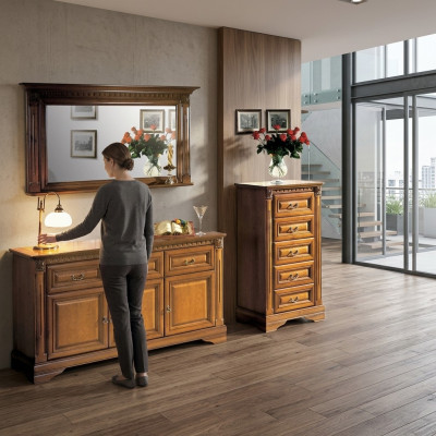 Ladenkast 160cm met spiegel Landhuis stijl Meubels Ladenkasten Dressoir Hout
