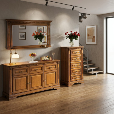 Ladenkast 160cm met spiegel Landhuis stijl Meubels Ladenkasten Dressoir Hout