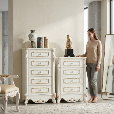 Ladenkast met laden dressoir Ladenkasten Houten hoge kast Sideboard