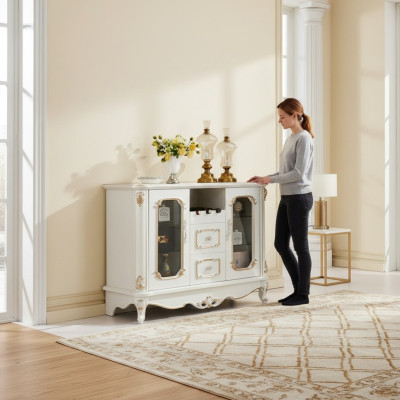 Klassiek dressoir glazen kast commode meubels vitrine kast barok