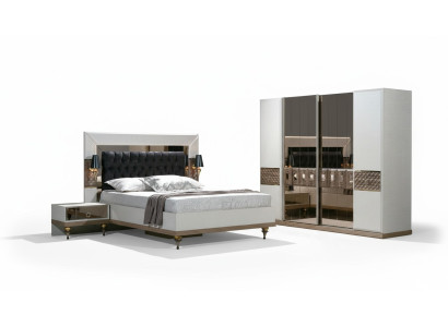 Slaapkamer Set Bed 2x Nachtkastjes Textiel Kledingkast Modern 4-delig.
