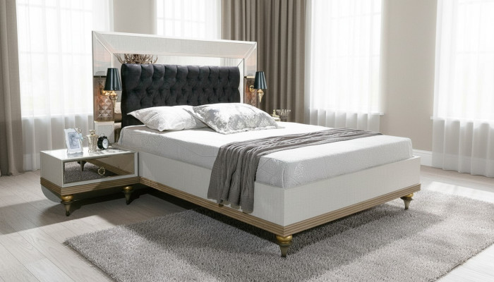 Luxe bed met glaselementen tweepersoonsbed bedframe meubels 180x200