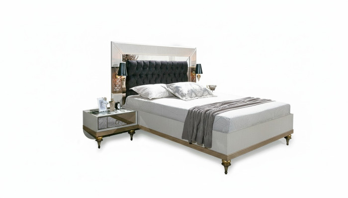 Luxe bed met glaselementen tweepersoonsbed bedframe meubels 180x200