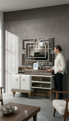 Meubels Slaapkamer Ontwerp Kaptafel Spiegel Hout Dressoir Console