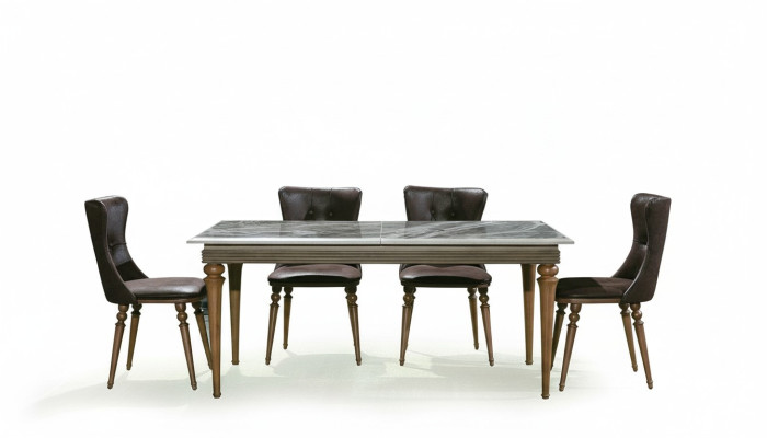 Compleet set eettafel 4x stoelen eetkamerset eiken houten tafel tafels 4-delig.