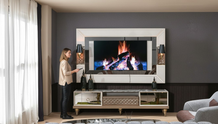 Wandmeubel set RTV tv-standaard laag tafel hout luxe XXL kast