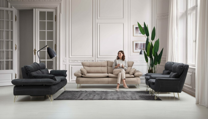 Bankstel 3+3+1+1 Zitsbank Groep Zwart Bank Fauteuil Banken Set 4-delig