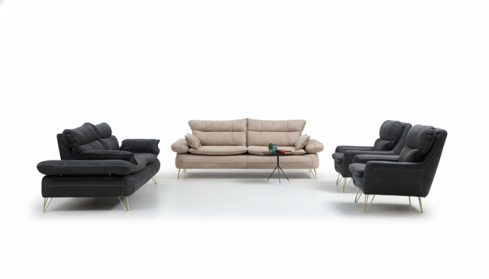Bankstel 3+3+1+1 Zitsbank Groep Zwart Bank Fauteuil Banken Set 4-delig