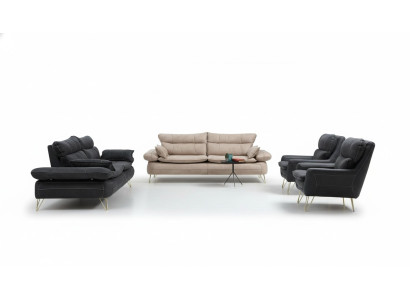 Bankstel 3+3+1+1 Zitsbank Groep Zwart Bank Fauteuil Banken Set 4-delig