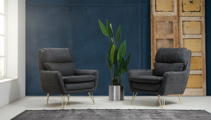 Zetel Zit Zitter Design Woonkamer Bekleding Luxe Zwart Wachtkamer
