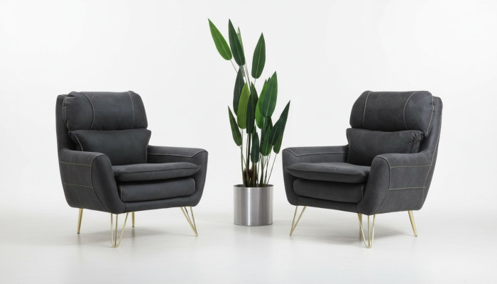 Zetel Zit Zitter Design Woonkamer Bekleding Luxe Zwart Wachtkamer