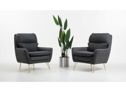 Zetel Zit Zitter Design Woonkamer Bekleding Luxe Zwart Wachtkamer