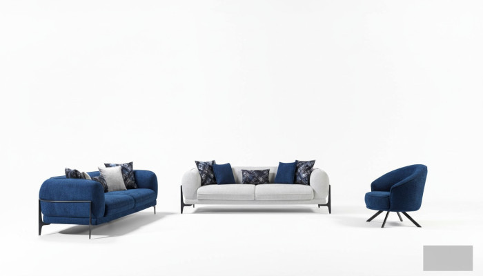 Luxe bankstel 3+3+1 zitplaatsen leer Moderne bank Fauteuil Blauwe bankstellen set 3-delig Nieuw