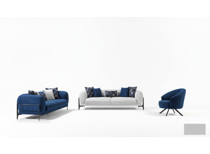 Luxe bankstel 3+3+1 zitplaatsen leer Moderne bank Fauteuil Blauwe bankstellen set 3-delig Nieuw