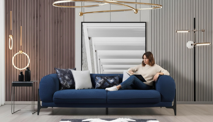 Luxe driezitsbank 3-zitsbanken Zitontwerp moderne meubels Blauw Nieuw