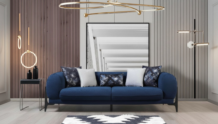 Luxe driezitsbank 3-zitsbanken Zitontwerp moderne meubels Blauw Nieuw